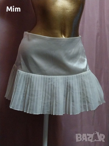 Musera S Бяла сатенена ,къса пола ,солей, снимка 8 - Поли - 53689338