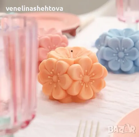 3D Черешов цвят Силиконов молд форма за свещи гипс сапун смола фондан за декорация на торта , снимка 3 - Форми - 48974546