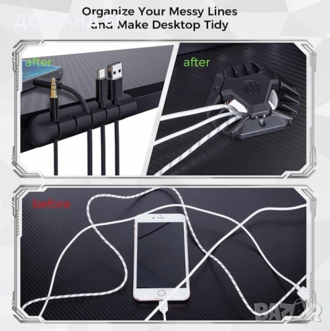 ПРОМОЦИЯ Геймърско бюро с две етажерки, аксесоари и RGB осветление ERK-MGD-02, снимка 4 - Бюра - 36072506