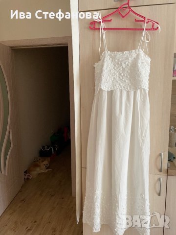 Нова бяла лятна парти коктейлна  елегантна дълга рокля декорация 3D 3Д  Reserved памук полиестер , снимка 6 - Рокли - 41550359