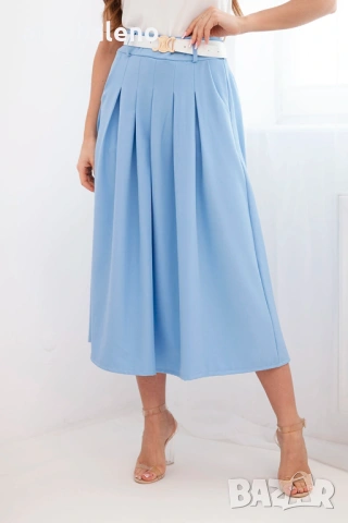 Дамска вискозна пола с колан и плисета, 7цвята , снимка 3 - Поли - 53698674