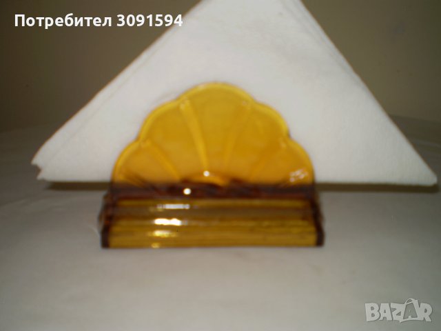 Винтидж  Арт Деко стъклен салфетник цвят карамел, снимка 5 - Други ценни предмети - 41398540