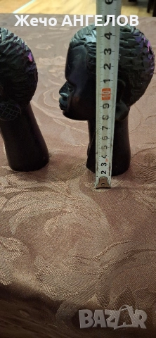 африкански дървени статуетки (глави), изработени от абанос, снимка 3 - Статуетки - 53524847