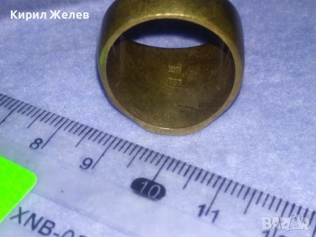 СТАР МАСИВЕН БРОНЗОВ РЕТРО ПРЪСТЕН с ПОЗЛАТА и ПЕЧАТИ 585 и 14К МАЙСТОРСКИ За КОЛЕКЦИЯ 36993, снимка 13 - Антикварни и старинни предмети - 39723243