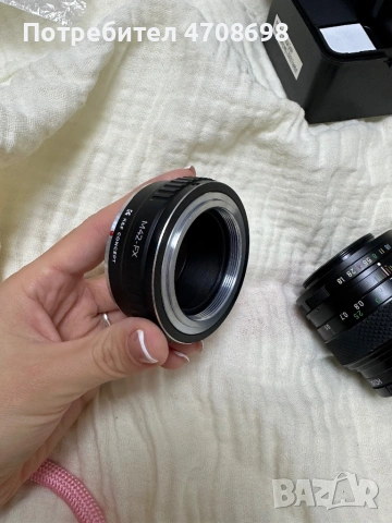 Обектив Fujinon 55mm f/1.8 + адаптер M42–FX, снимка 3 - Обективи и филтри - 53094460