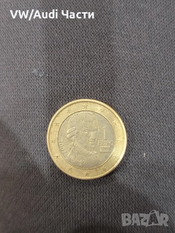 Монета 1 евро Австрия 2002г. Моцарт 