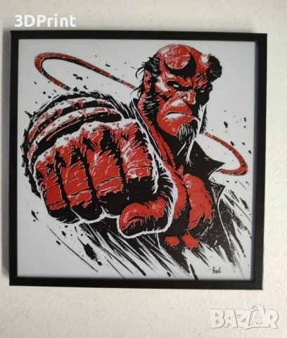 Hellboy - 3D релефна оцветена с акрил