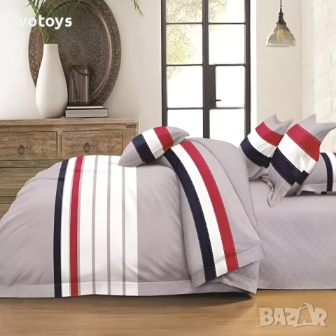 Двулицево спално бельо с ластик, 6 части - Модел WS17486, снимка 1