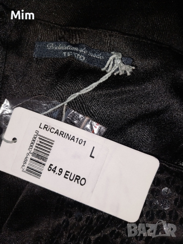 L Черна сатенена рокля с пайети , снимка 10 - Рокли - 44802406