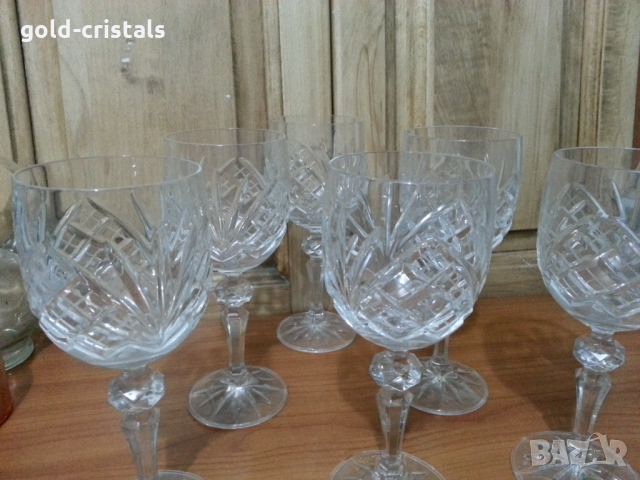Кристални чаши за вино Чехословакия, снимка 3 - Антикварни и старинни предмети - 36075199