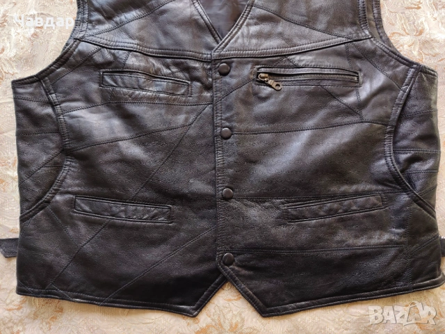 Мъжки елек от естествена кожа - размер XL/XXL, снимка 2 - Други - 53524767