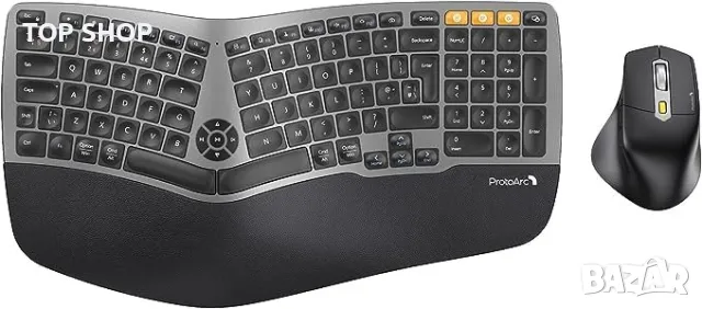 Нова Ергономична безжична клавиатура и мишка Windows Mac Android компютър лаптоп работа офис, снимка 4 - Клавиатури и мишки - 49335269