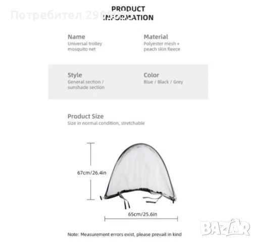 Комарник за бебешка количка , снимка 7 - За бебешки колички - 50605105