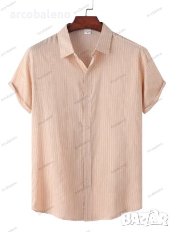 Мъжка памучна ежедневна риза с къс ръкав в плътен цвят, 10цвята , снимка 4 - Ризи - 41211154