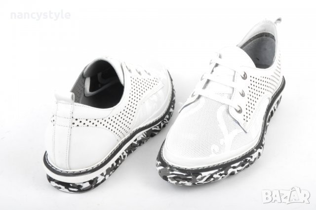 Бели дамски обувки от естествена кожа с перфорация 35 до 42!, снимка 3 - Дамски ежедневни обувки - 40182400