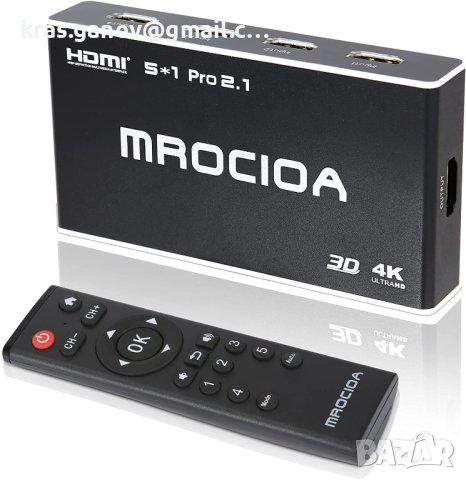 8K 60Hz HDMI ARC превключвател, 5 входа 1 изход 2.1 HDMI, снимка 1 - Приемници и антени - 40958565