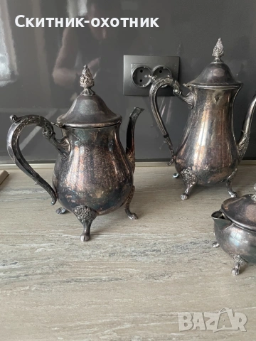 Стар посребрен чаен сервиз, снимка 2 - Антикварни и старинни предмети - 53221470