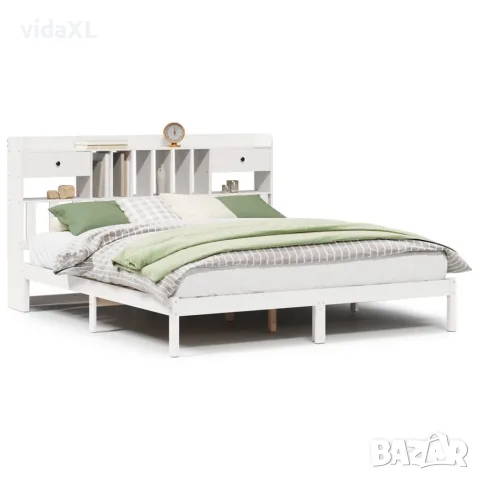vidaXL Легло с етажерка за книги, без матрак, 180x200 см, бор масив