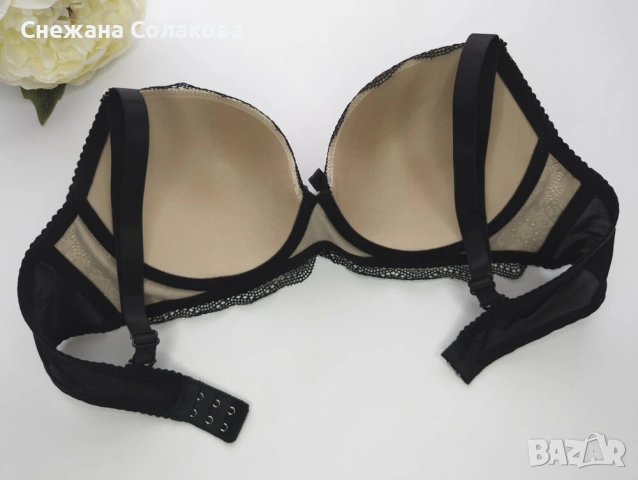 Луксозен сутиен в черен и бежов цвят /чашка D/, снимка 4 - Бельо - 53568302