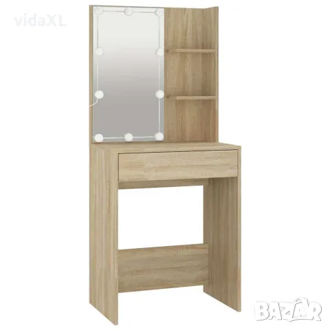 vidaXL Тоалетка с LED, дъб сонома, 60x40x140 см, снимка 3 - Тоалетки - 56147798