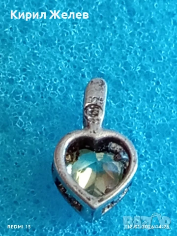 Сребърно колие във формата на сърце ❤️ с естествен лимонов ТОПАЗ елегантен дизайн 52752, снимка 6 - Колиета, медальони, синджири - 53072982