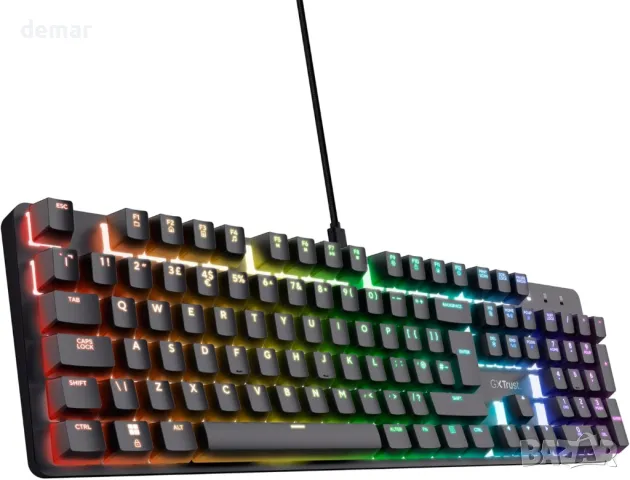 Trust GXT 871 Zora механична геймърска клавиатура, линейни превключватели Huano, RGB, черна, снимка 1 - Клавиатури и мишки - 48720692