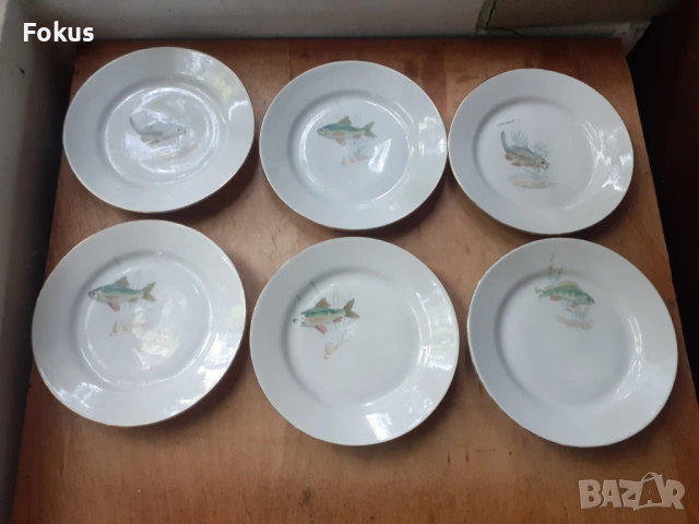 Сервиз чинии - български порцелан - 6 бр. с риби чиния