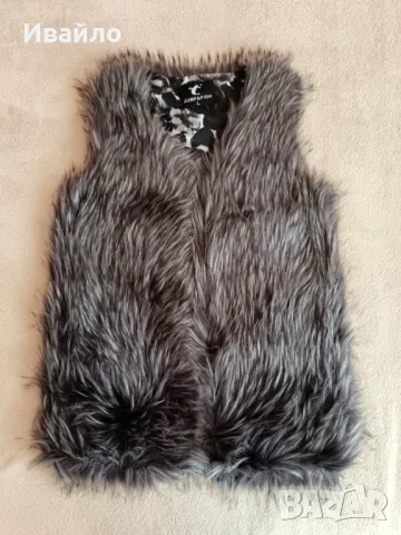 Дамски зимен елек със сив косъм