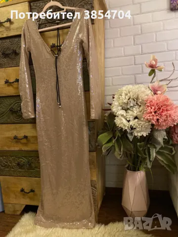 Рокля с пайети*S*Nude sequined dress 16Arlington, снимка 2 - Рокли - 48105730