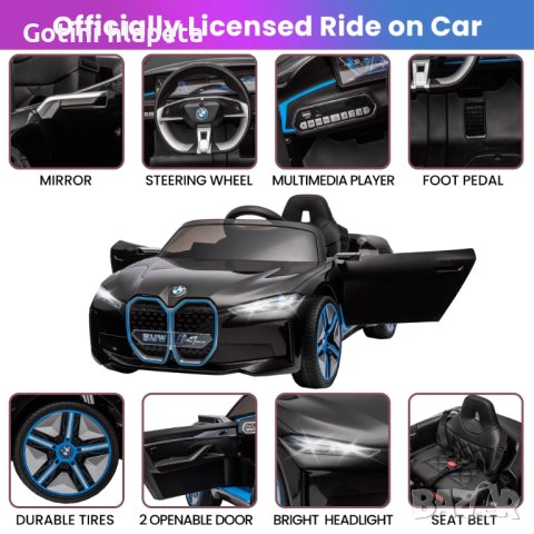 Акумулаторен КОЛА BMW I4 12V батерия, снимка 18 - Детски велосипеди, триколки и коли - 42535486