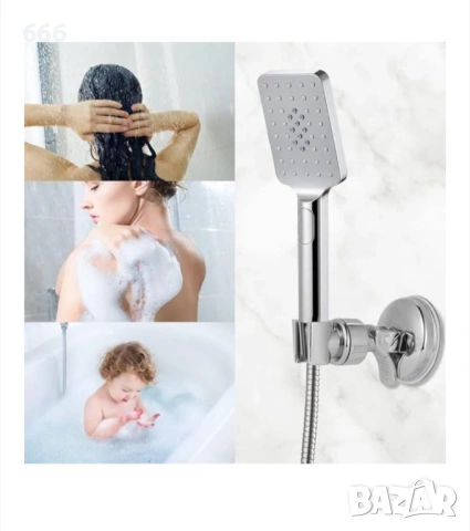 Стойка за душ слушалка, вендуза, регулируема, пластмасова, сребриста, снимка 6 - Други стоки за дома - 53504775
