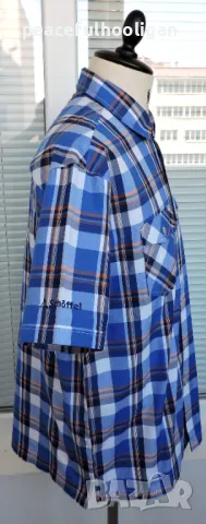 SCHÖFFEL Mens Blue Check Short Sleeve Outdoor Shirt -мъжка памучна риза за туризъм размер L, снимка 6 - Ризи - 50411026