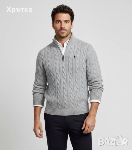 Polo Ralph Lauren Cable-Knit - Оригинален мъжки пуловер с цип р-р M