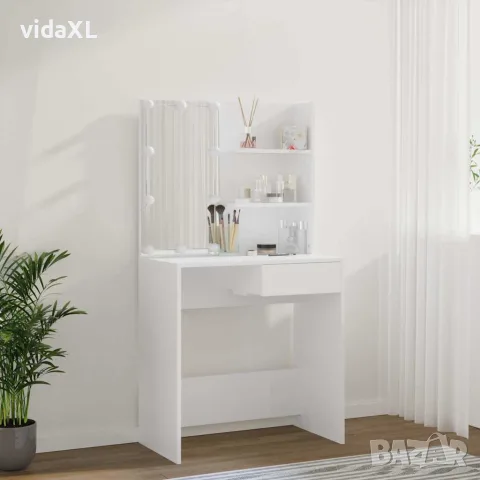 vidaXL Тоалетка с LED, бяла, 74,5x40x141 см, снимка 5 - Тоалетки - 56147820