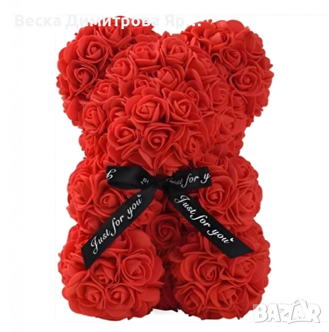 Плюшено мече с LED рози - подарък за мама, момиче, баба - комплект вечни рози 25 см, снимка 2 - Романтични подаръци - 52939831