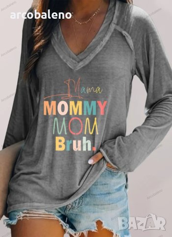 Дамска тениска с V-образно деколте и дълъг ръкав, 3цвята, снимка 4 - Тениски - 41845940