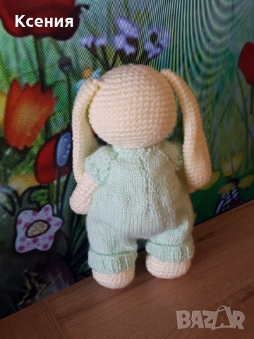 Плетена играчка Заек-Беби, Плетени, ръчно изработени, прекрасен подарък, снимка 4 - Плюшени играчки - 52060960