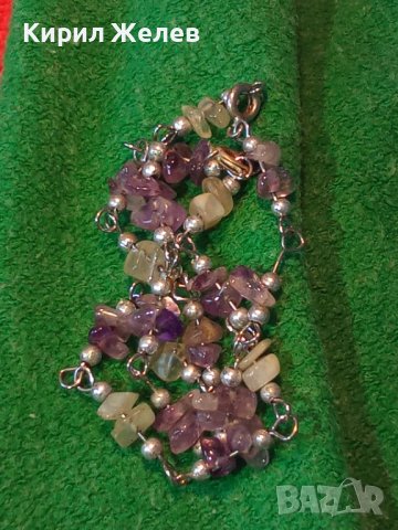 СТАРА СКЪПОЦЕННА ХЕНД-МЕЙД ГРИВНИЧКА ГЕРДАНЧЕ с АМЕТИСТ и МЛЕЧЕН КВАРЦ и ПОСРЕБРЕНИ ЗАКОПЧАЛКИ 26128, снимка 3 - Антикварни и старинни предмети - 36164545