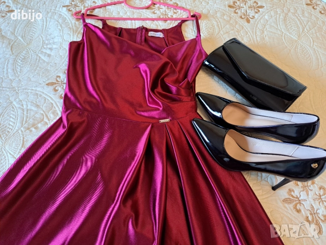 Рокля в бордо/обувки/чанта, снимка 2 - Рокли - 52919555