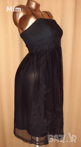 SPRIT M Черна рокля от тюл с релефна бродерия , снимка 2 - Рокли - 33925477