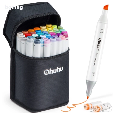 Ohuhu Oahu Art Markers Set-перманентни маркери, комплект 40 цвята, снимка 4 - Ученически пособия, канцеларски материали - 52183685