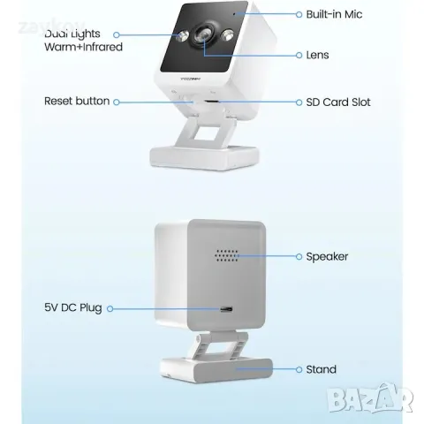 Вътрешна камера за сигурност VeeZoom, 2K, 3MP, WiFi, снимка 4 - IP камери - 48396512