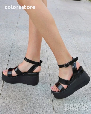 Сандали на платформа - черен лак - GDL90

, снимка 2 - Сандали - 50931227