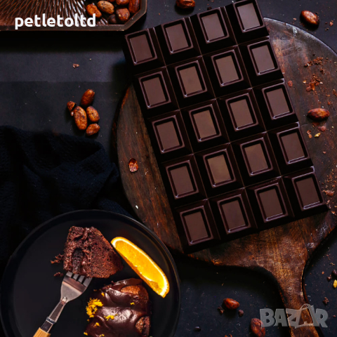 Черен шоколад със Стевия без захар БЛОК 900гр. Какао 92% Какаови зърна от Еквадор, eритритол, стевия