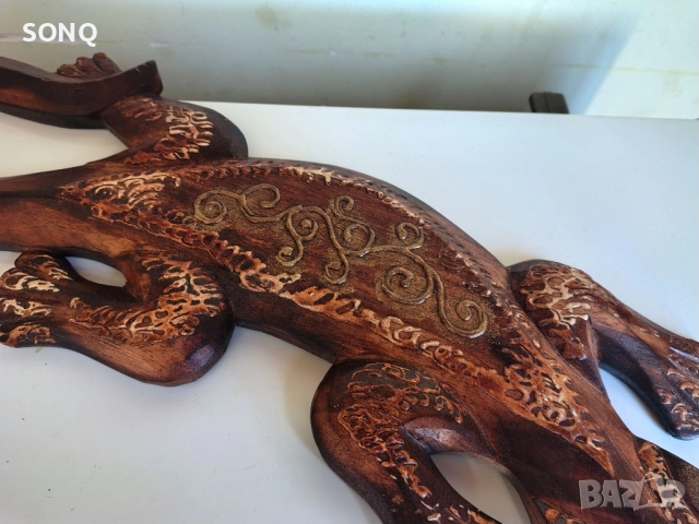 Страхотен Дървен Гущер, снимка 3 - Антикварни и старинни предмети - 52121575