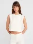 Елегантен Къс топ,потник със скрита копче - екрю, снимка 1