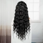 Екзотична черна синтетична перука с пълзящи плитки и къдрава дължина 70 см - Lace Front 13x6, снимка 8