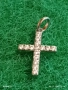 Сребърен медальон кръст с инкрустирани кристали ювелирна изработка 52357, снимка 1
