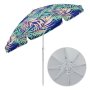 Плажен чадър, ветроустойчив, накланящ се, сини тропически листа, 3 пръстена UV ~50 - 2 м, снимка 3