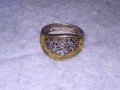 СТАР АЖУРЕН СРЕБЪРЕН АРТ ПРЪСТЕН СРЕБРО 925 с ПОЗЛАТА 34958, снимка 2